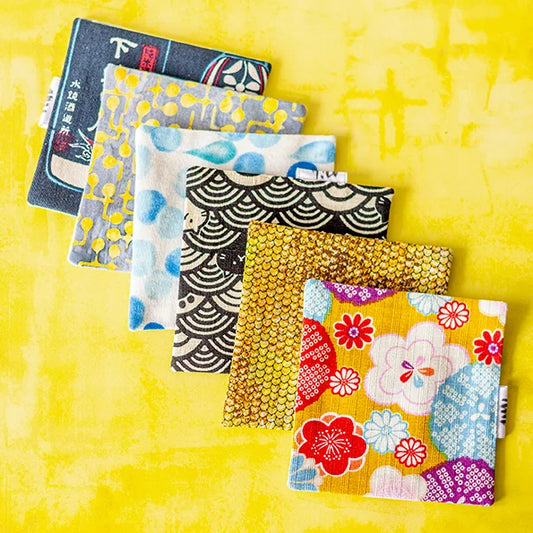 POSAVASOS tela japonesa reversibles artesanales 10 x 10 cm