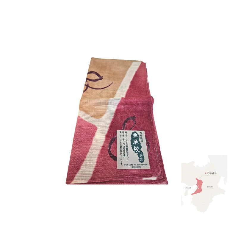 HANKACHI pañuelo estampado japonés fibras naturales algodón y lino ramie diseño EXCLUSIVO 50 x 50 cm