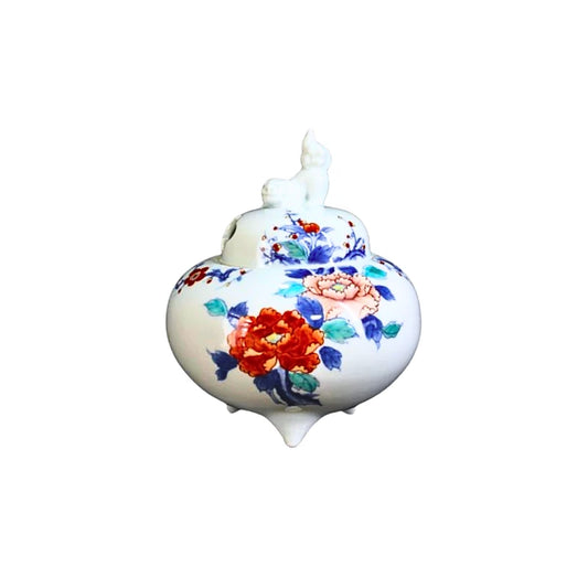 NABESHIMA YAKI incensario japonés porcelana pintada a mano Irobe CHUZAN GAMA