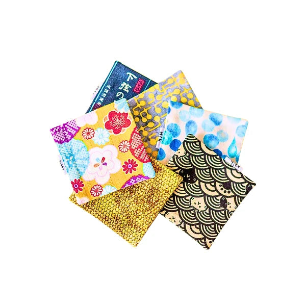 POSAVASOS exclusivos tela japonesa reversibles artesanales 10 x 10 cm