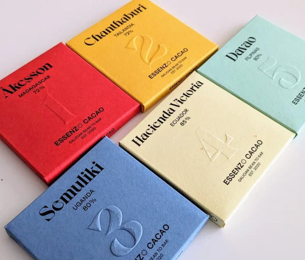 CHOCOLATE artesano de origen Galicia Essenzo tabletas BEAN TO BAR