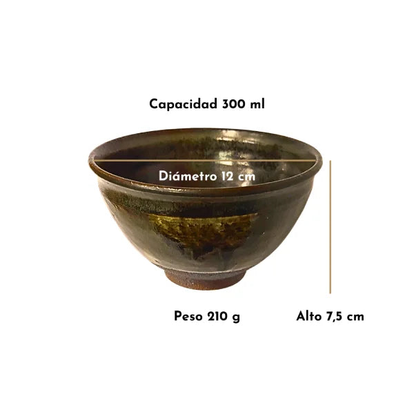 SETOYAKI MATCHA cuenco chawan tazón tenmoku KATO HIROSHIGE 300 ml