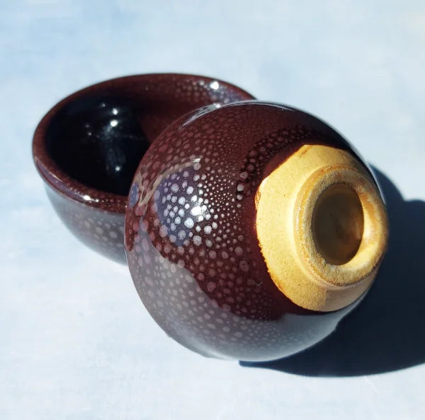 KIYOMIZUYAKI OCHOKO vaso chupito sake licor nihonshu tenmoku 50 ml KYOTO
