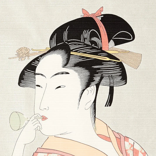 FUROSHIKI tela artesanal ukiyoe Utamaro 50 x 50 cm