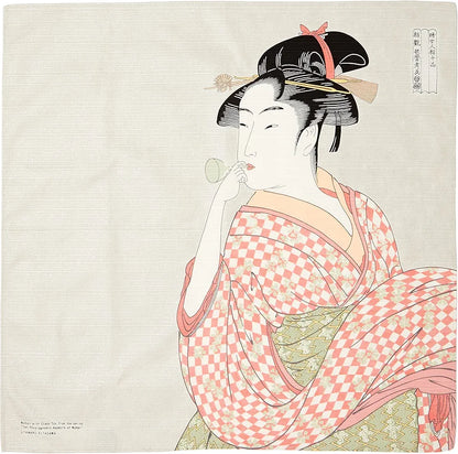 FUROSHIKI tela artesanal ukiyoe Utamaro 50 x 50 cm