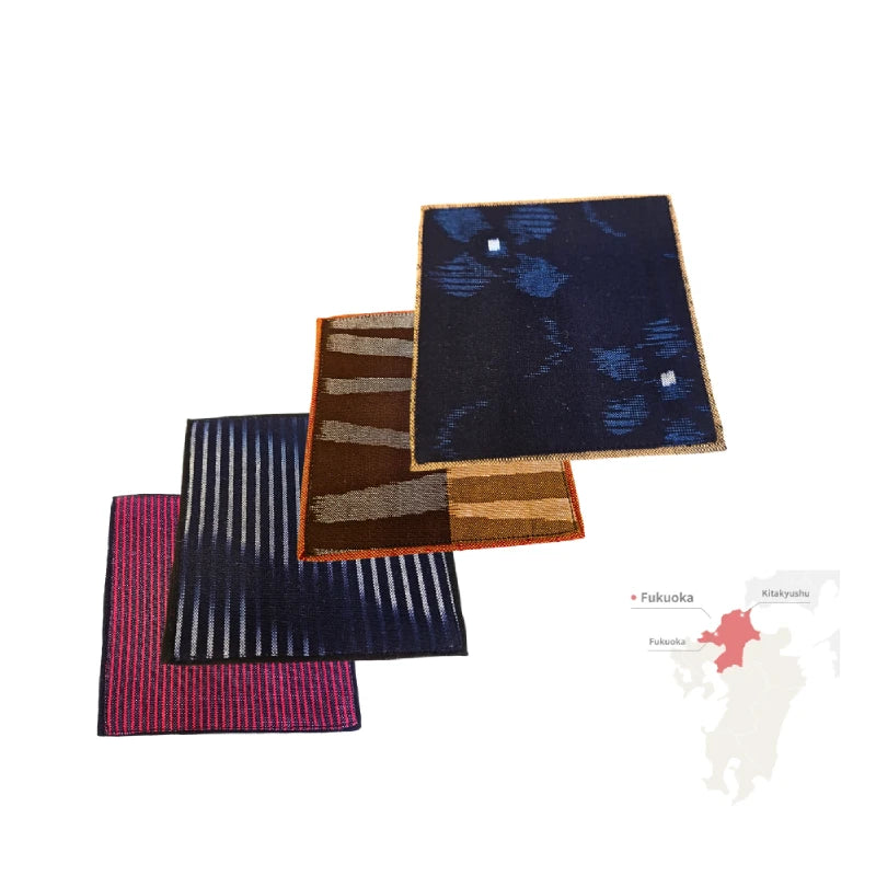 POSAVASOS artesanía textil japonesa tradicional KURUME KASURI  10 x 10 cm