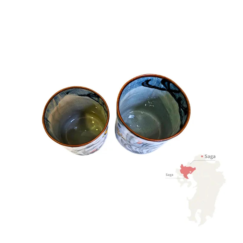 ARITA YAKI SET vaso yunomi porcelana esmaltada pintada a mano BUNZAN GAMA