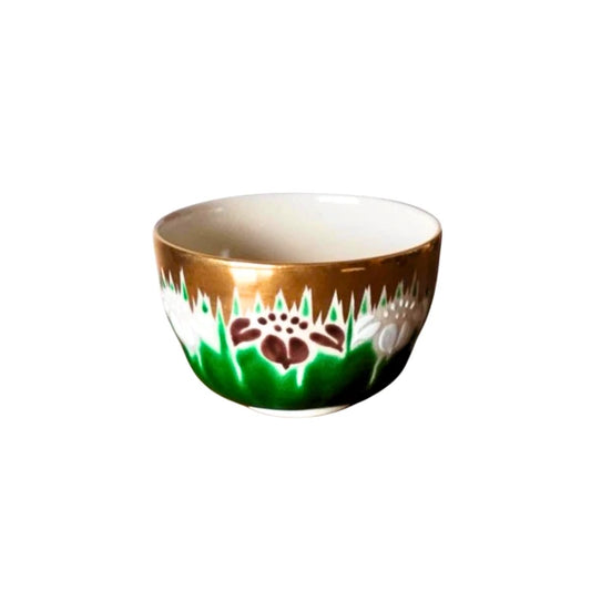 KUTANI YAKI matcha chawan diseño floral iris hanashobu TŌHŌ 250 ml