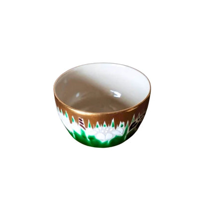 KUTANI YAKI matcha chawan diseño floral iris hanashobu TŌHŌ 250 ml