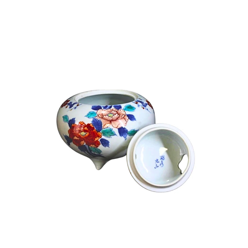 NABESHIMA YAKI incensario japonés porcelana pintada a mano Irobe CHUZAN GAMA