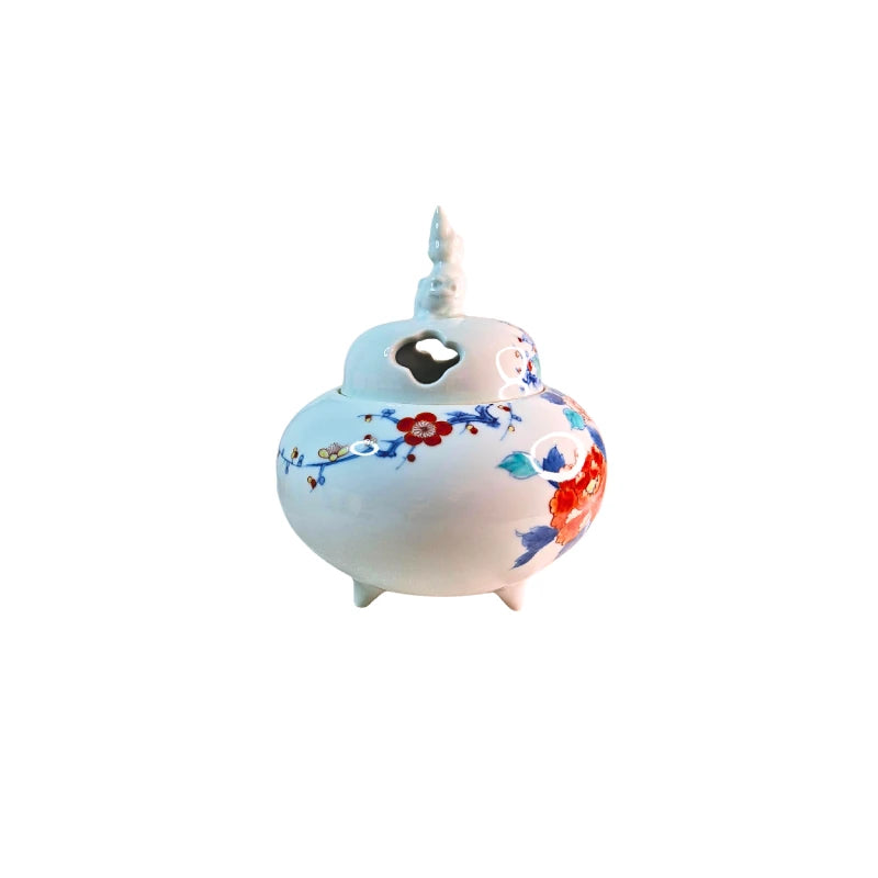 NABESHIMA YAKI incensario japonés porcelana pintada a mano Irobe CHUZAN GAMA