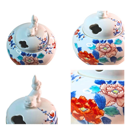 NABESHIMA YAKI incensario japonés porcelana pintada a mano Irobe CHUZAN GAMA
