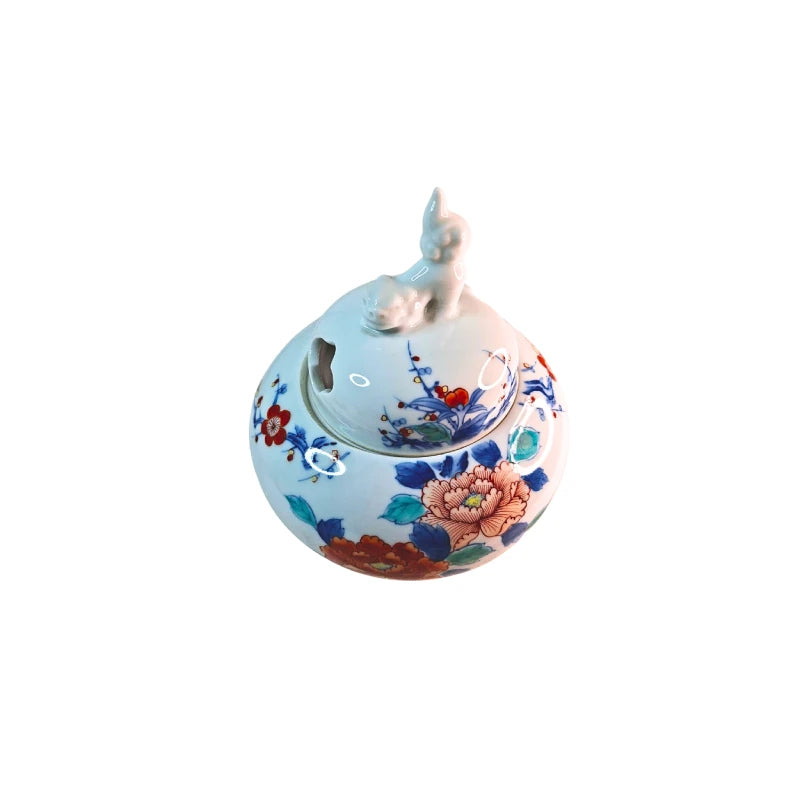 NABESHIMA YAKI incensario japonés porcelana pintada a mano Irobe CHUZAN GAMA