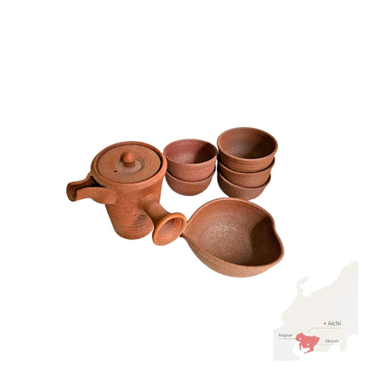 TOKONAME YAKI tetera japonesa yunomi cerámica sin esmaltar yakishime yokode kyusu SET