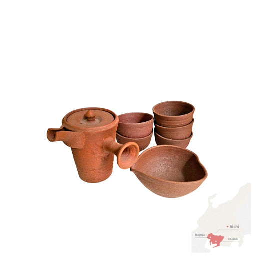 TOKONAME YAKI tetera japonesa yunomi cerámica sin esmaltar yakishime yokode kyusu SET