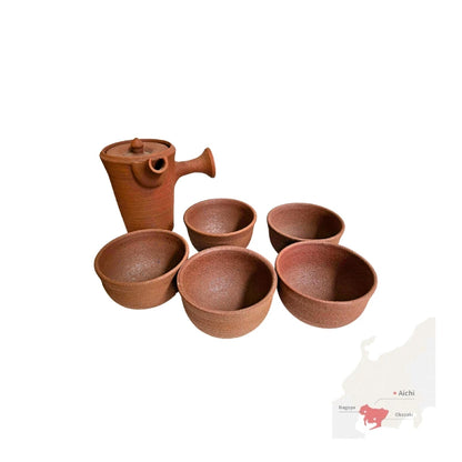 TOKONAME YAKI tetera japonesa yunomi cerámica sin esmaltar yakishime yokode kyusu SET
