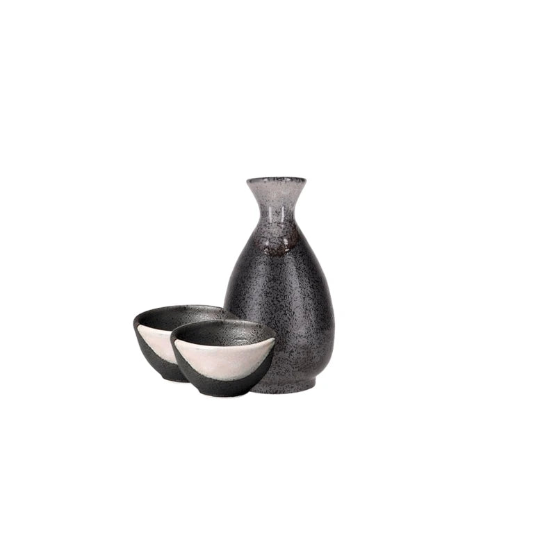 MINOYAKI sake negro textura mate tokkuri ochoko GIFU SET
