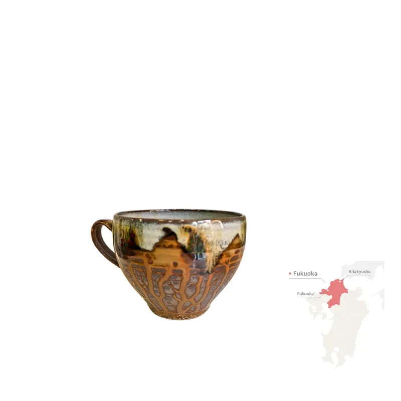 TAKATORI YAKI taza yunomi cerámica japonesa tradicional esmaltada Tohomura Touengama FUKUOKA 250 ml
