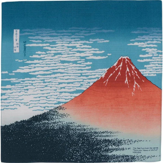 FUROSHIKI tela artesanal ukiyoe Fuji Rojo HOKUSAI 48 x 48 cm