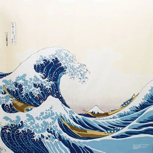 FUROSHIKI tela artesanal ukiyoe ola Kanagawa HOKUSAI 48 x 48 cm