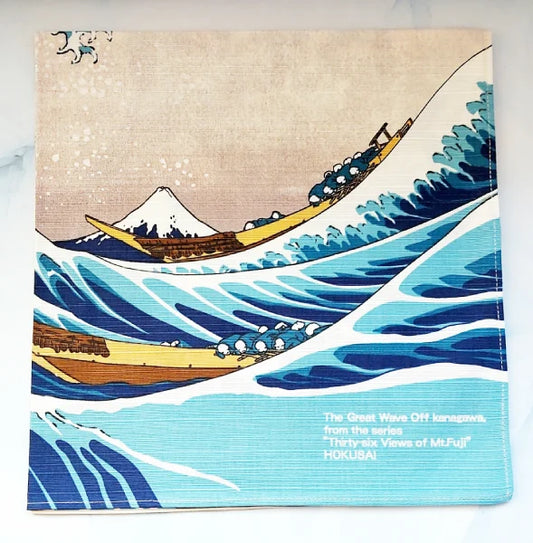 FUROSHIKI tela artesanal ukiyoe ola Kanagawa HOKUSAI 48 x 48 cm