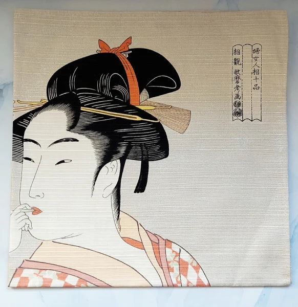 FUROSHIKI tela artesanal ukiyoe Utamaro 50 x 50 cm