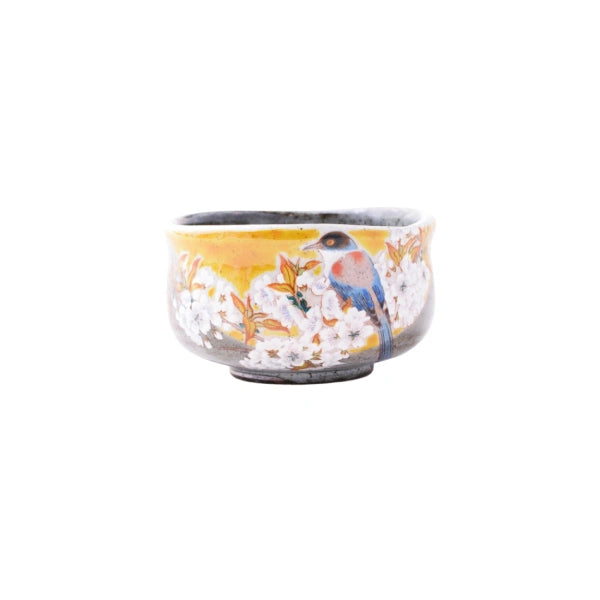 KUTANI YAKI matcha chawan pájaro y flores BIZANGAMA 250 ml