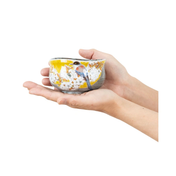 KUTANI YAKI matcha chawan pájaro y flores BIZANGAMA 250 ml