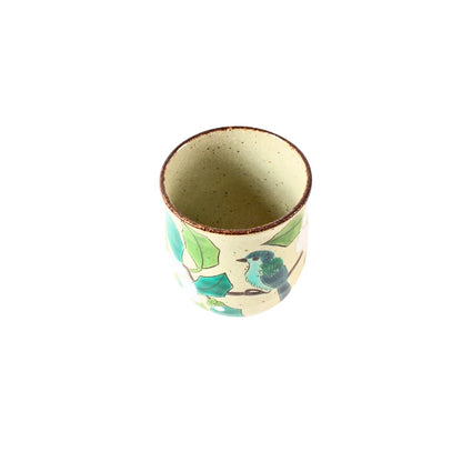 KUTANI YAKI vaso yunomi tori tsubaki Kacho Fugetsu 150 ml