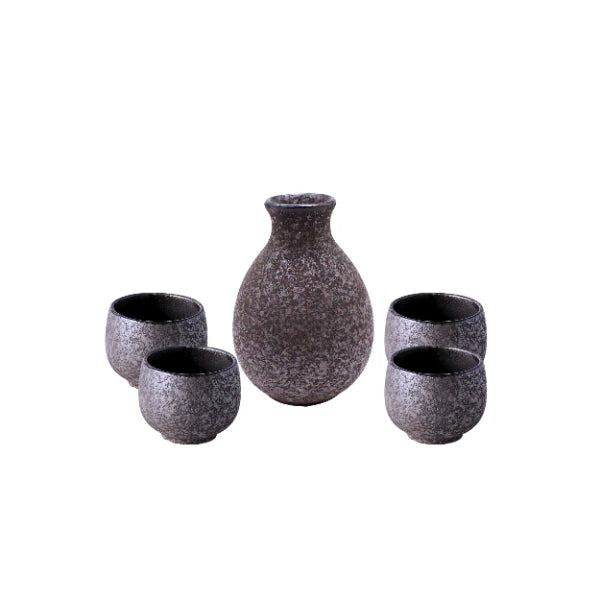 MINOYAKI sake set negro textura mate tokkuri ochoko GIFU