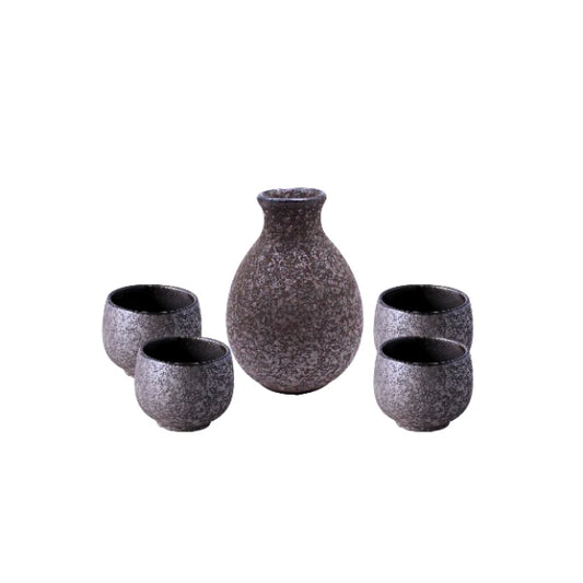 MINOYAKI sake set negro textura mate tokkuri ochoko GIFU