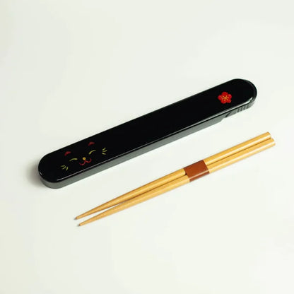 Palillos japoneses neko con funda 18 cm