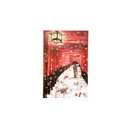 POSTAL tarjeta felicitación navideña japonesa CON MENSAJE