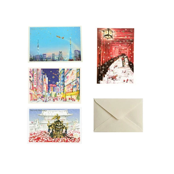 POSTAL tarjeta felicitación navideña japonesa CON MENSAJE