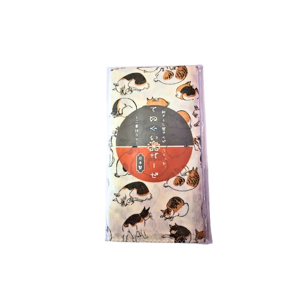 TENUGUI toalla japonesa gasa algodón tejido tradicional kendo NEKO 34 x 88 cm