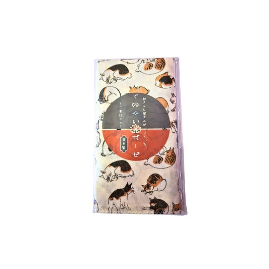 TENUGUI toalla japonesa gasa algodón tejido tradicional kendo NEKO 34 x 88 cm